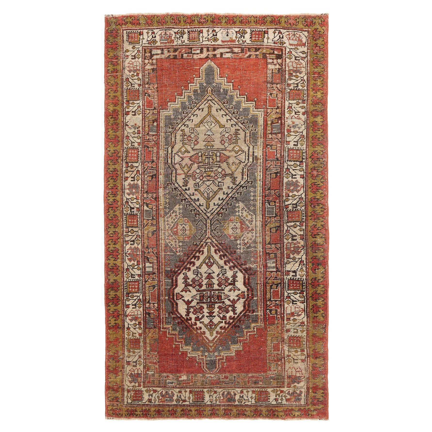 Alfombra Persa Sarab Small - Lana Gris Marfil Rojo Amarillo Design - 96800