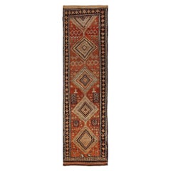 Persian Shiraz Runner Rug - Wool Ivory Orange Red Design - 96855