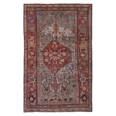 Persian Bijar Small Rug - Wool Light Blue Red Design - 96856