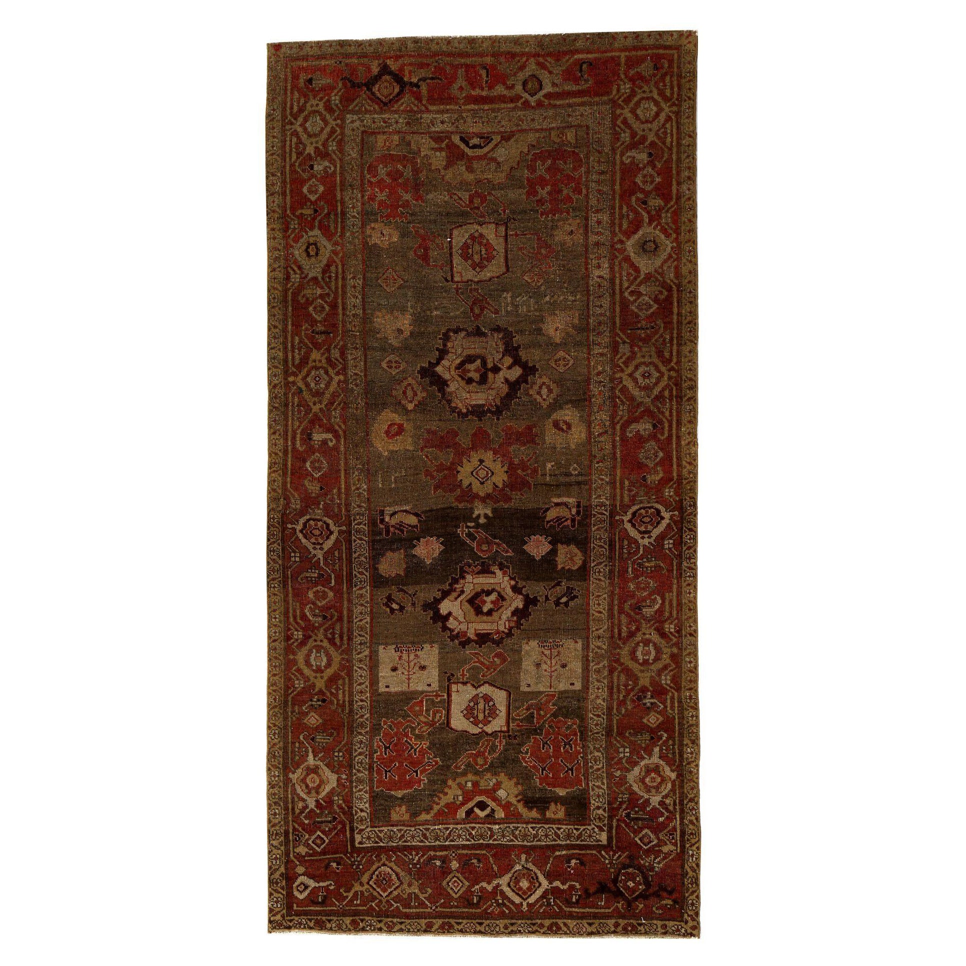 Persischer Bijar Small Teppich - Wolle Braun Rot Design - 96857