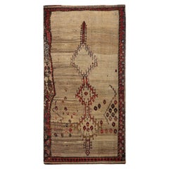 Persian Gabbeh Small Rug - Wool Ivory Design - 96803