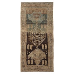 Persian Bijar Small Rug - Wool Blue Brown Design - 96859