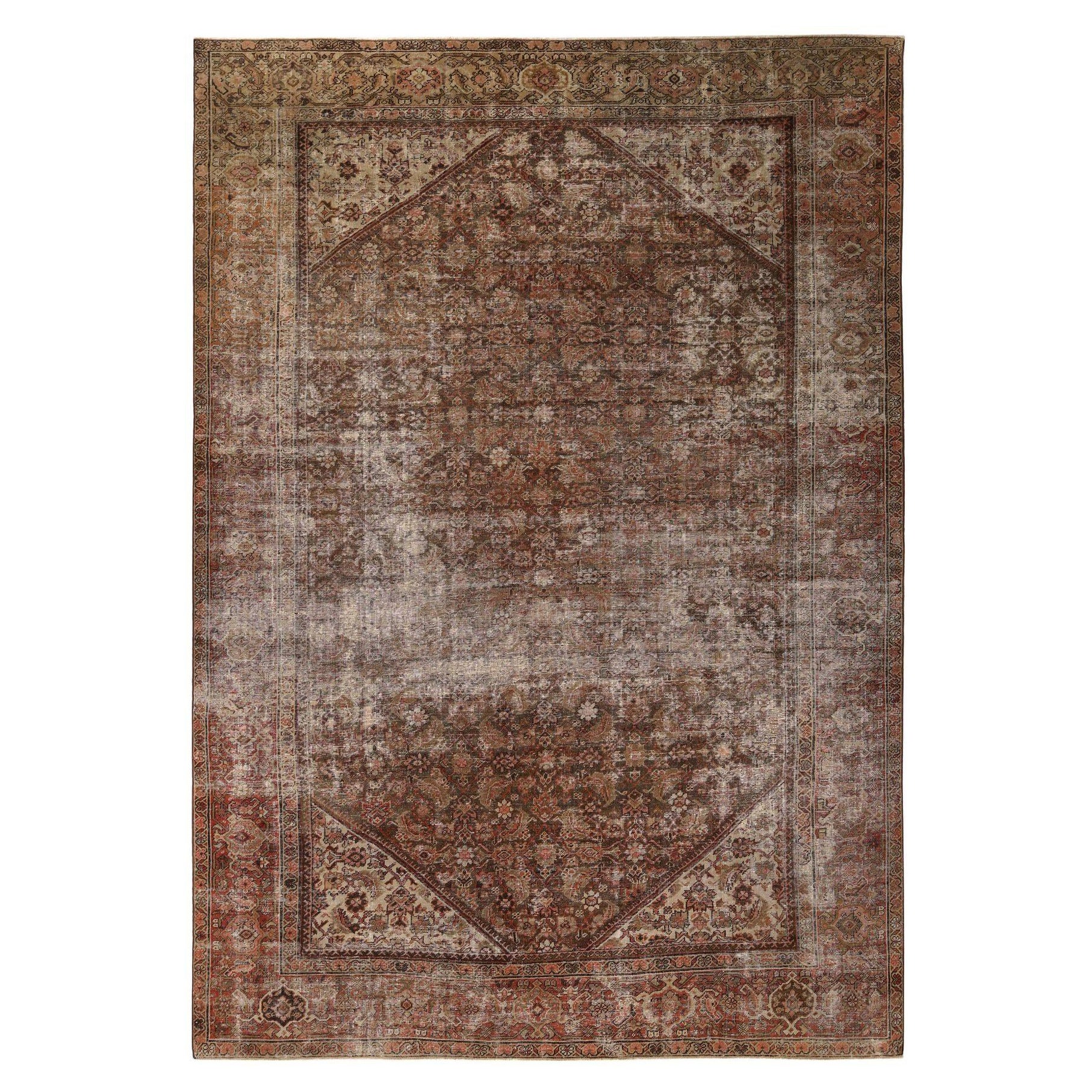 Tapis de sol persan Sultanabad - Laine Brown Green Design - 96816