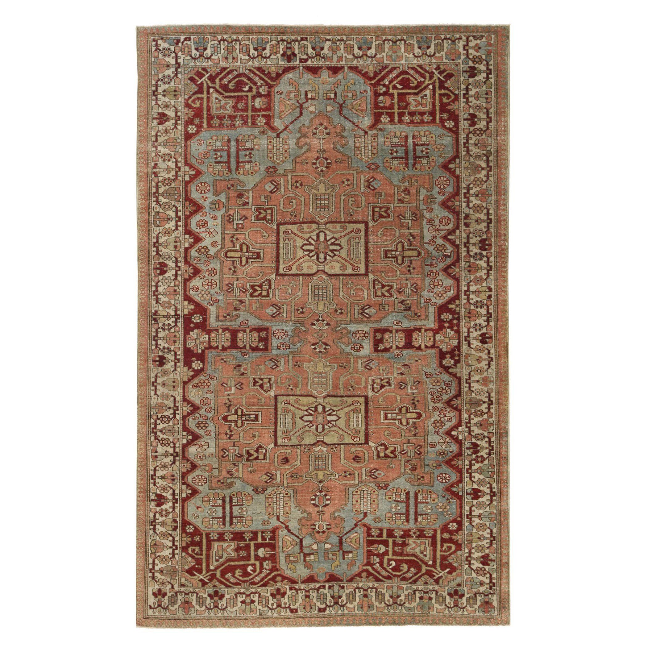 Persische Bakhtiari-Teppiche - Wolle Blau Rosa Rot Design - 96874
