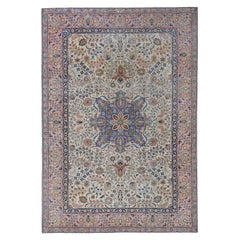 Tapis persans de Tabriz - motif en laine ivoire rose - 96875