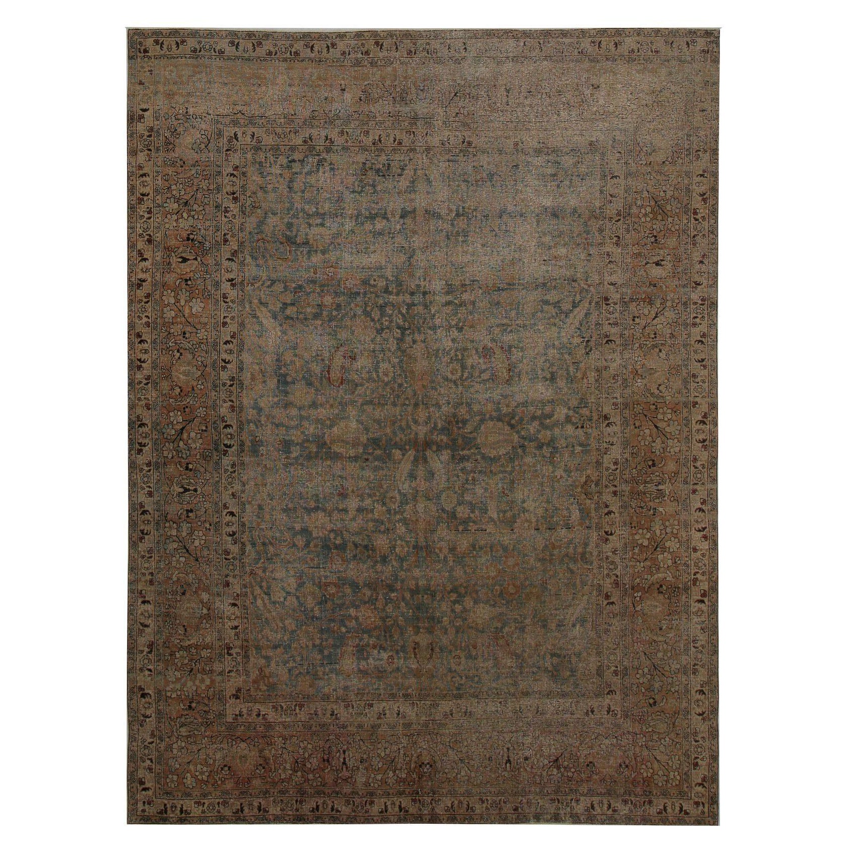 Tappeti persiani Mashad - Disegno in lana blu - 96822