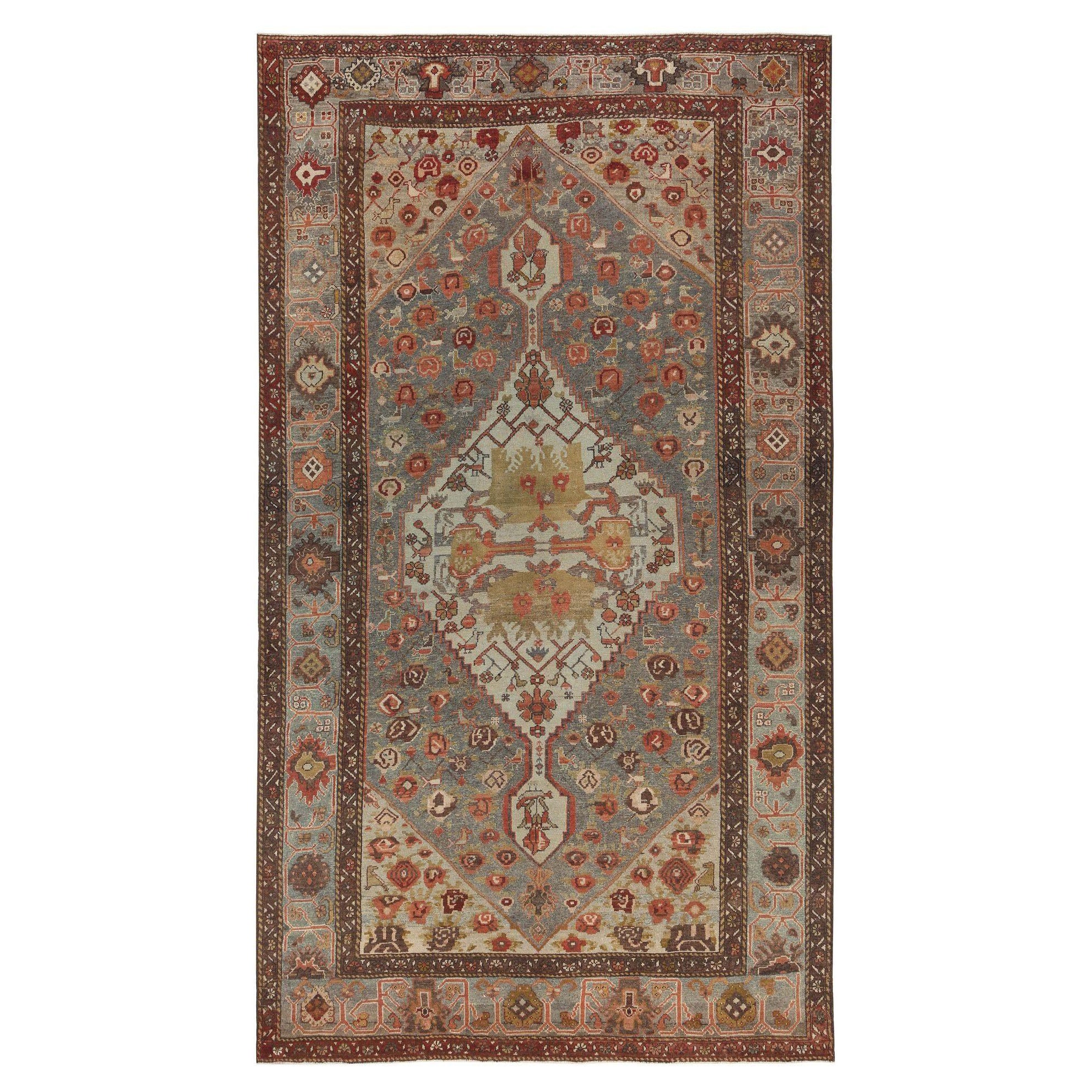 Persische Bakhtiari-Teppiche - Wolle Blau Elfenbein Design - 96877