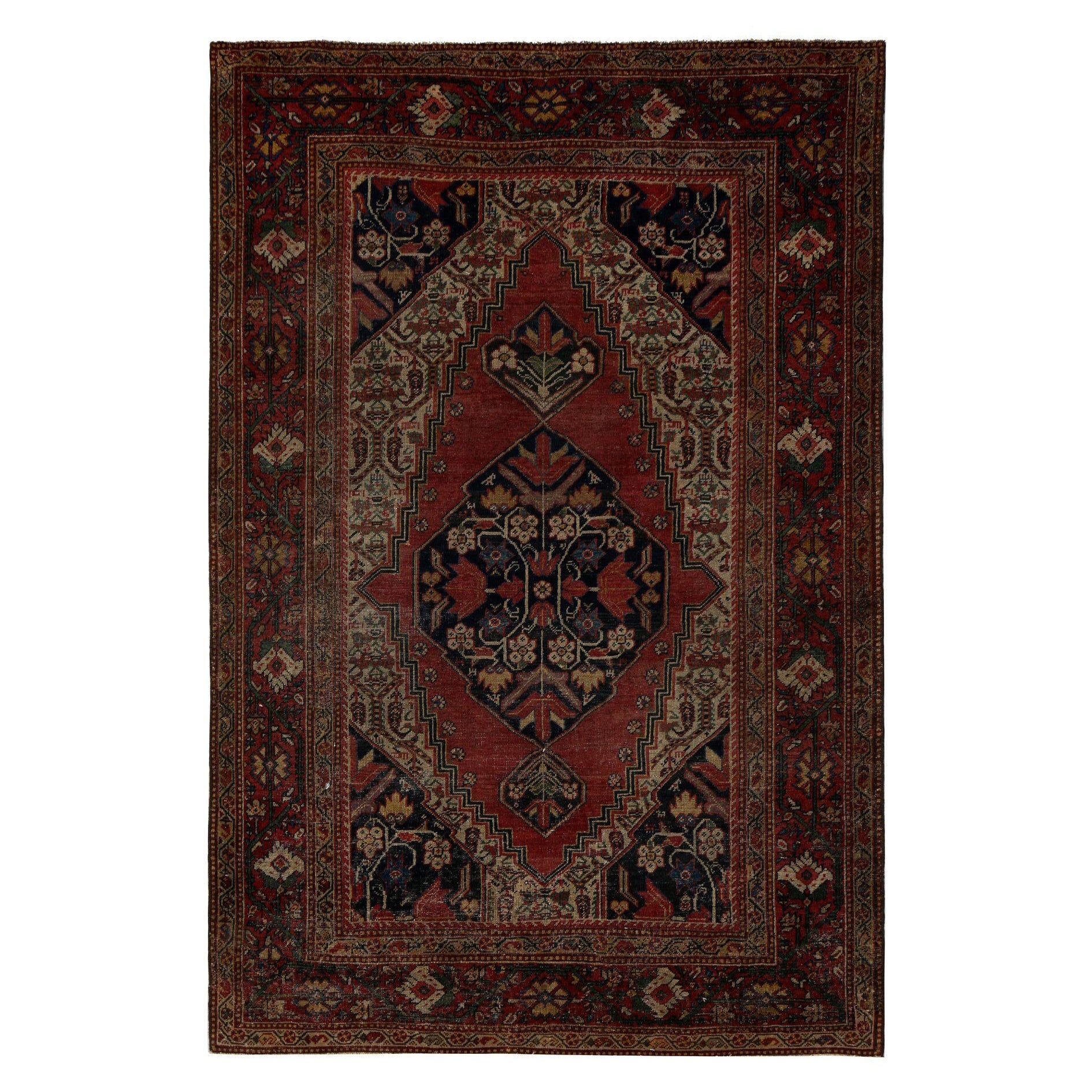Persischer Farahan Kleiner Teppich - Wolle Rot Design - 96824
