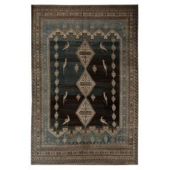 Alfombras Persas Shiraz - Lana Azul Gris Diseño Marfil - 96825