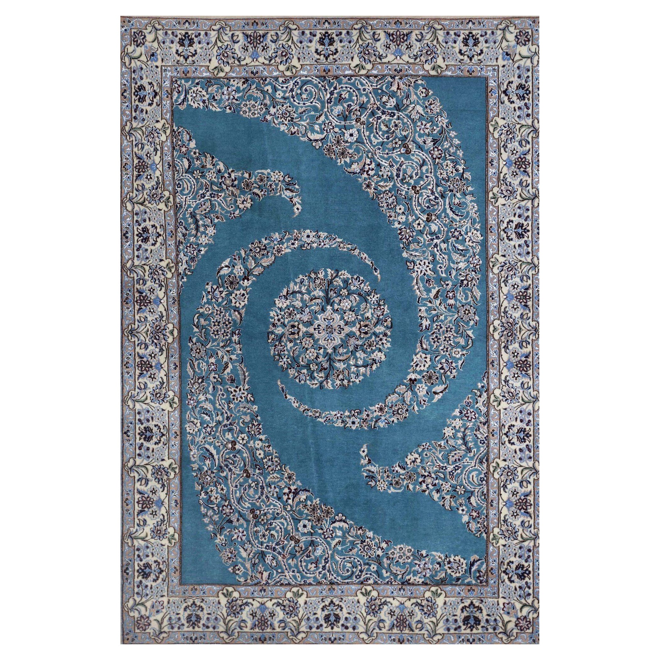 Persian Naien Small Rug - Wool Blue Design - 96891