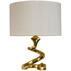 French Snake Brass Lamp, circa 1970s