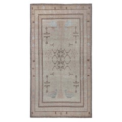 Tapis persans Malayer - motif en laine ivoire taupe - 96913