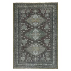 Tapis de sol persan Heriz - Laine Design Brown Greene - 96915