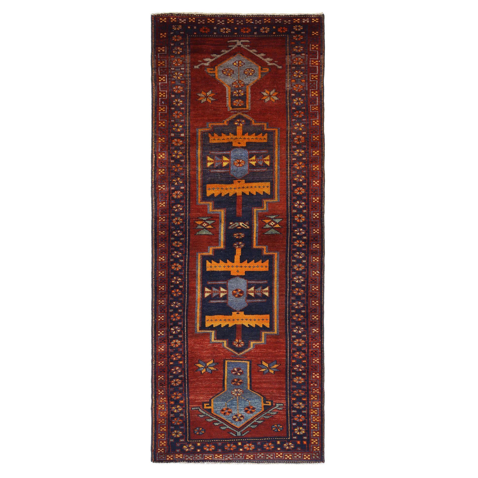 Tappeto persiano Azerbaijan Small - Lana Rosso Giallo Design - 96916