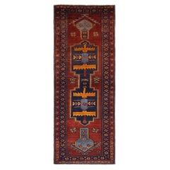 Petit tapis persan d'Azerbaïdjan - Design en laine rouge jaune - 96916