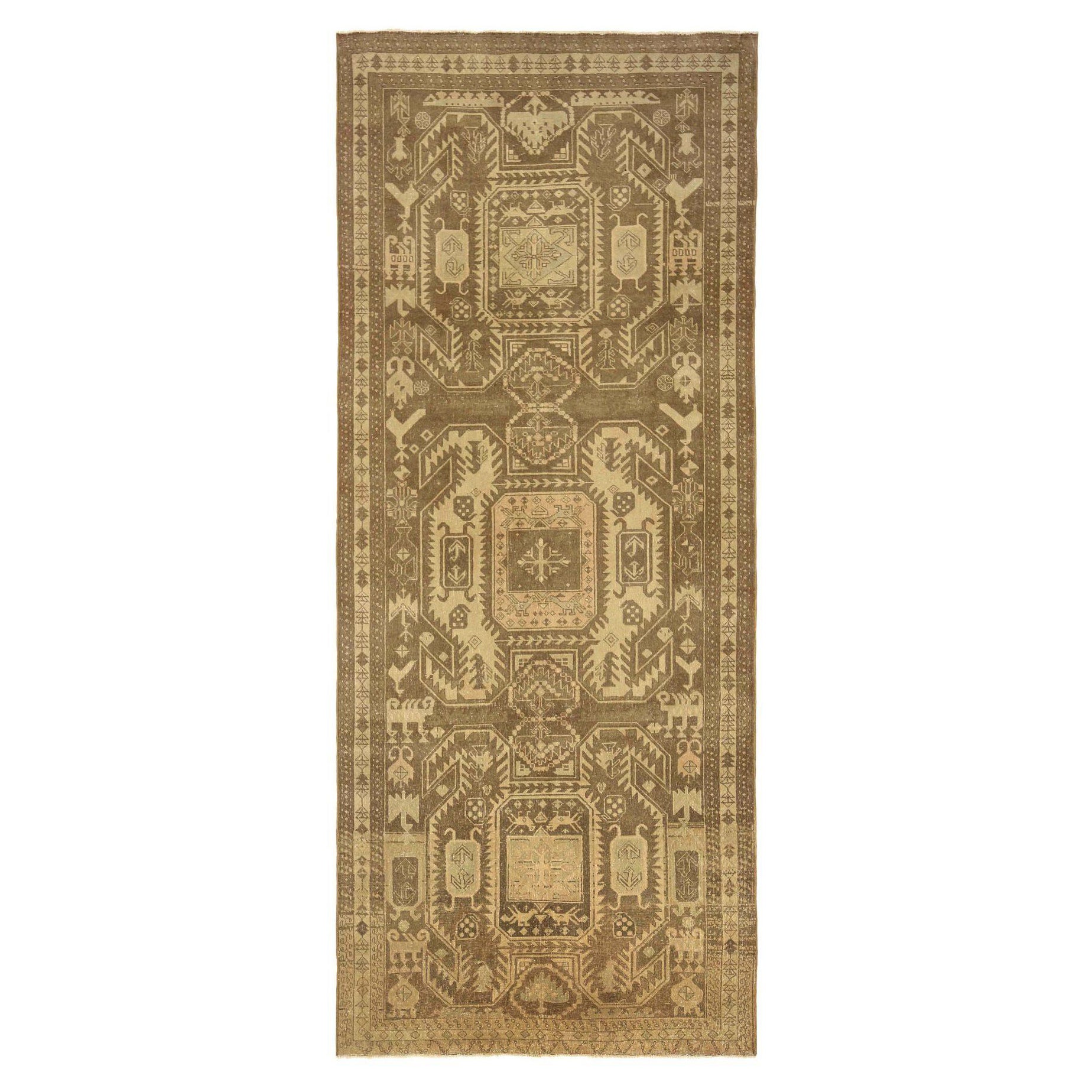 Persische Aserbaidschan Teppiche - Wolle Braun Elfenbein Design - 96919