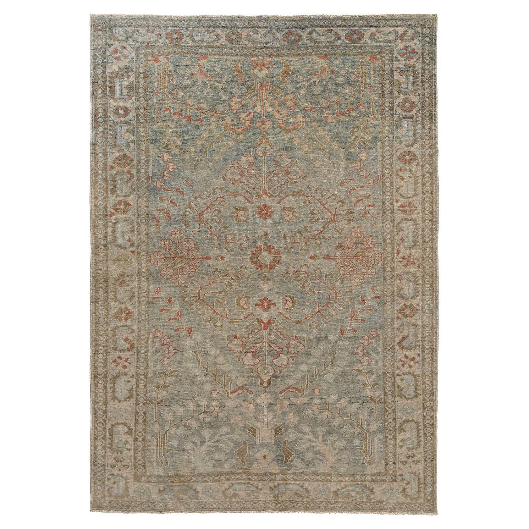 Petit tapis persan Malayer - Laine ivoire bleu clair motif - 96921