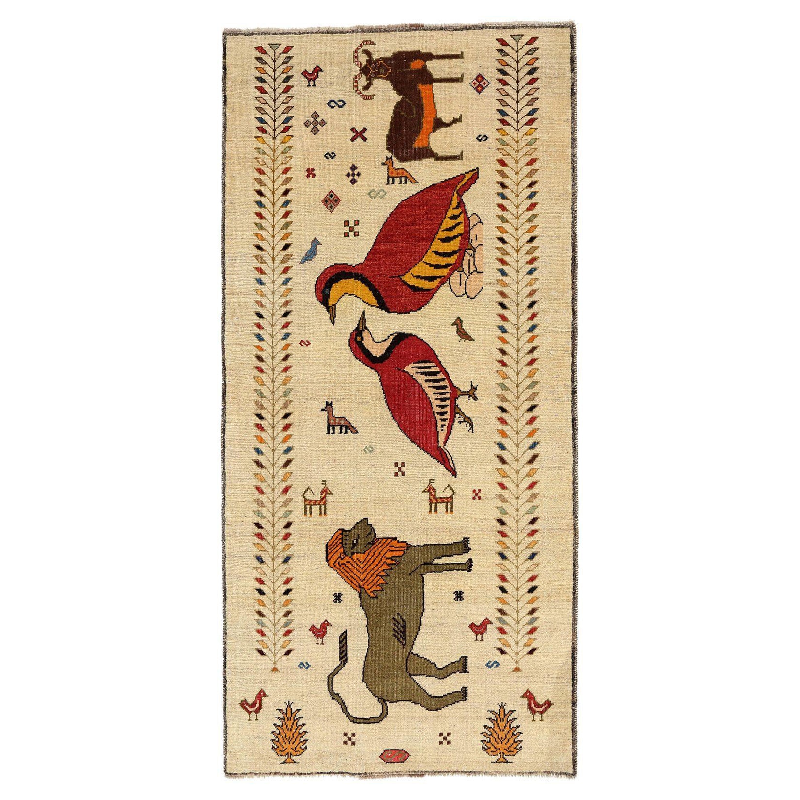 Persischer Gabbeh Small Teppich - Wolle Elfenbein Design - 96932
