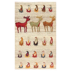 Petit tapis persan Shiraz - Design en laine ivoire - 96933
