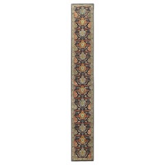 Vintage Persian Tabriz Runner Rug - Wool Black Green Orange Red - 96881