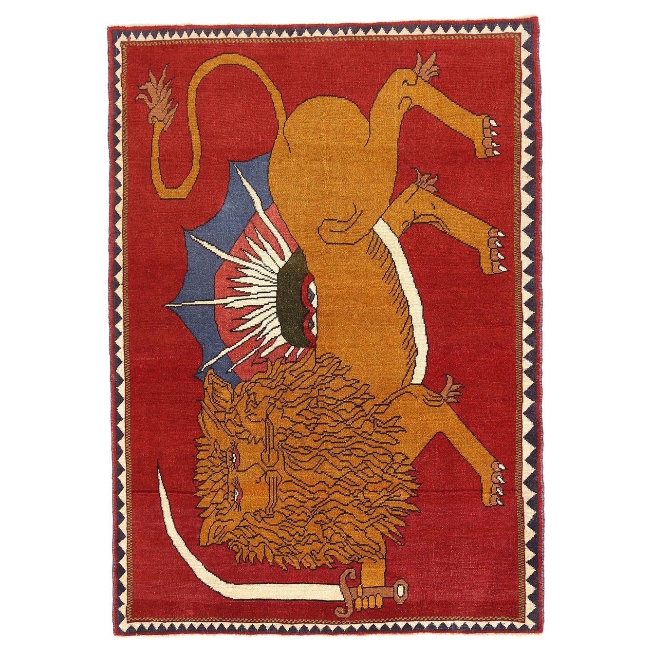 Persischer Shiraz-Teppich aus Wolle in Rot mit Muster - 96934