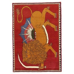 Petit tapis persan Shiraz - Motif rouge en laine - 96934
