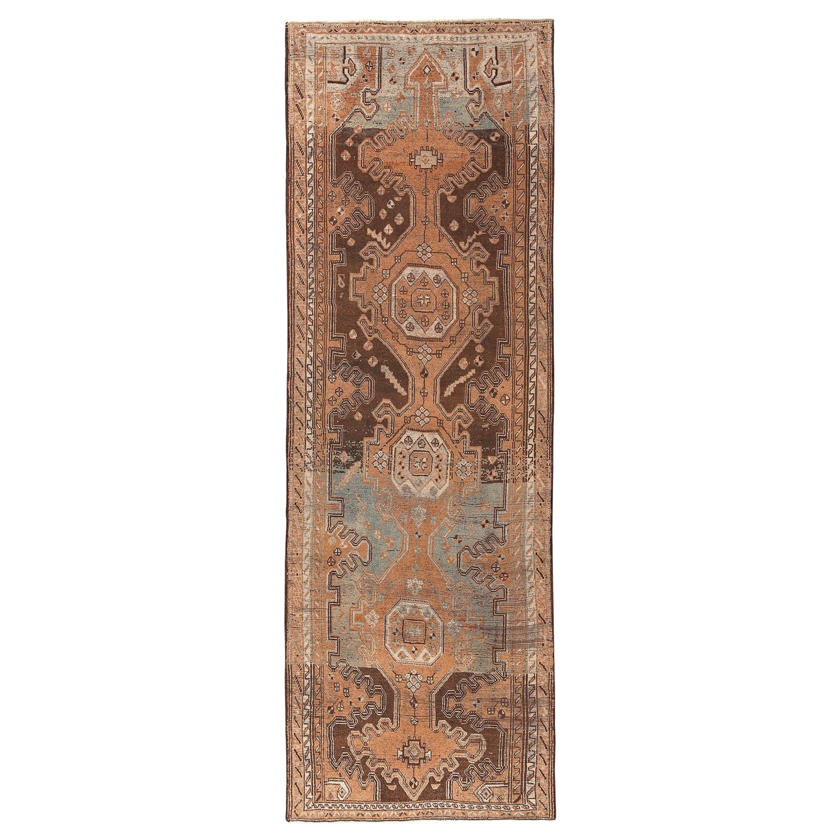 Persischer Shiraz Läufer Teppich - Wolle Brown Design - 96937