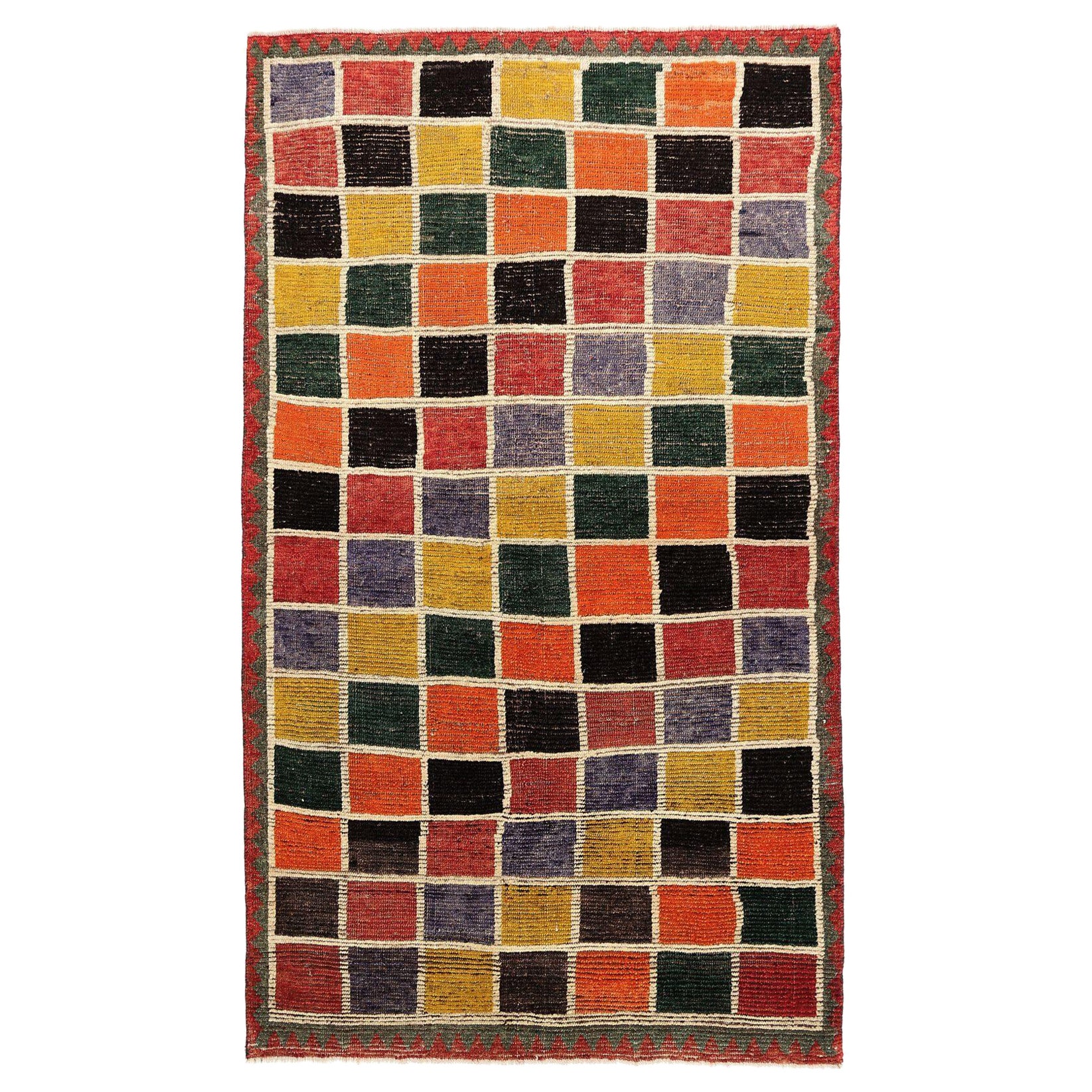 Alfombra Persa Gabbeh Pequeña - Lana Naranja Purpel Rojo Amarillo - 96938