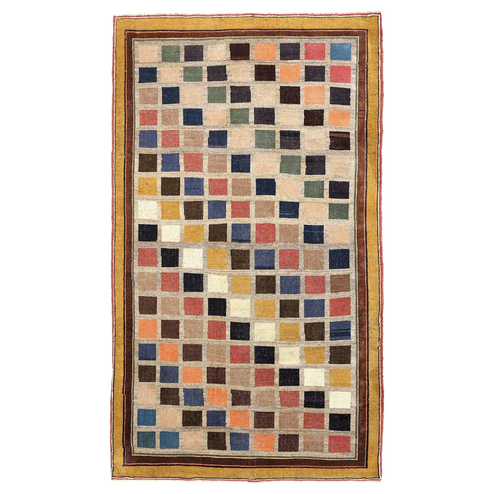 Persischer Gabbeh Kleiner Teppich - Wolle Blau Grün Elfenbein Rosa Gelb - 96939