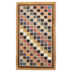 Petit tapis persan Gabbeh - Laine bleu vert ivoire rose jaune - 96939