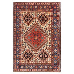 Persischer Shiraz-Teppich aus Wolle mit elfenbeinfarbenem Design - 96940