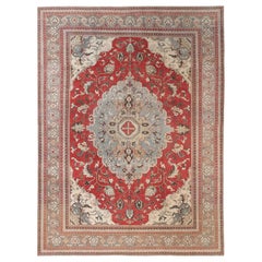 Tapis de Tabriz en laine bleu clair et rouge - 96952