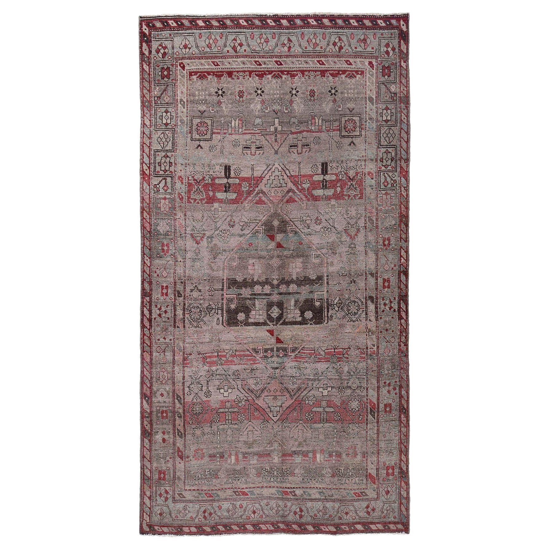 Persische Bijar Teppiche - Wolle Braun Elfenbein Rosa Design - 96902