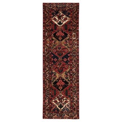 Tapis de course persan BAKHSHAIESH - Laine Noir Ivoire Rouge Design - 96953