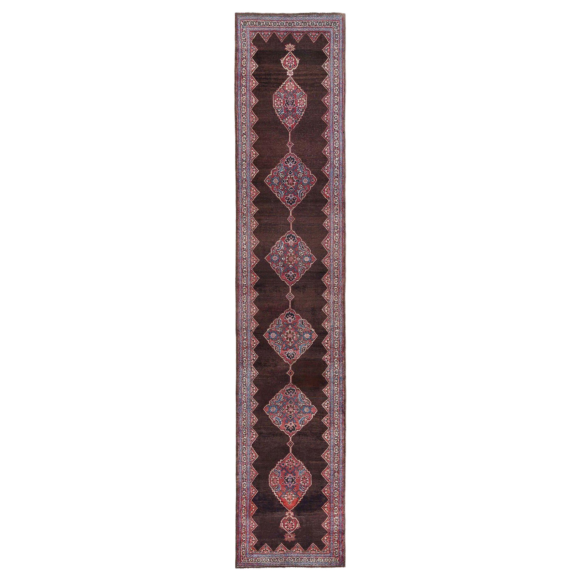Persischer Mahal Läufer Teppich - Wolle Brown Design - 96904