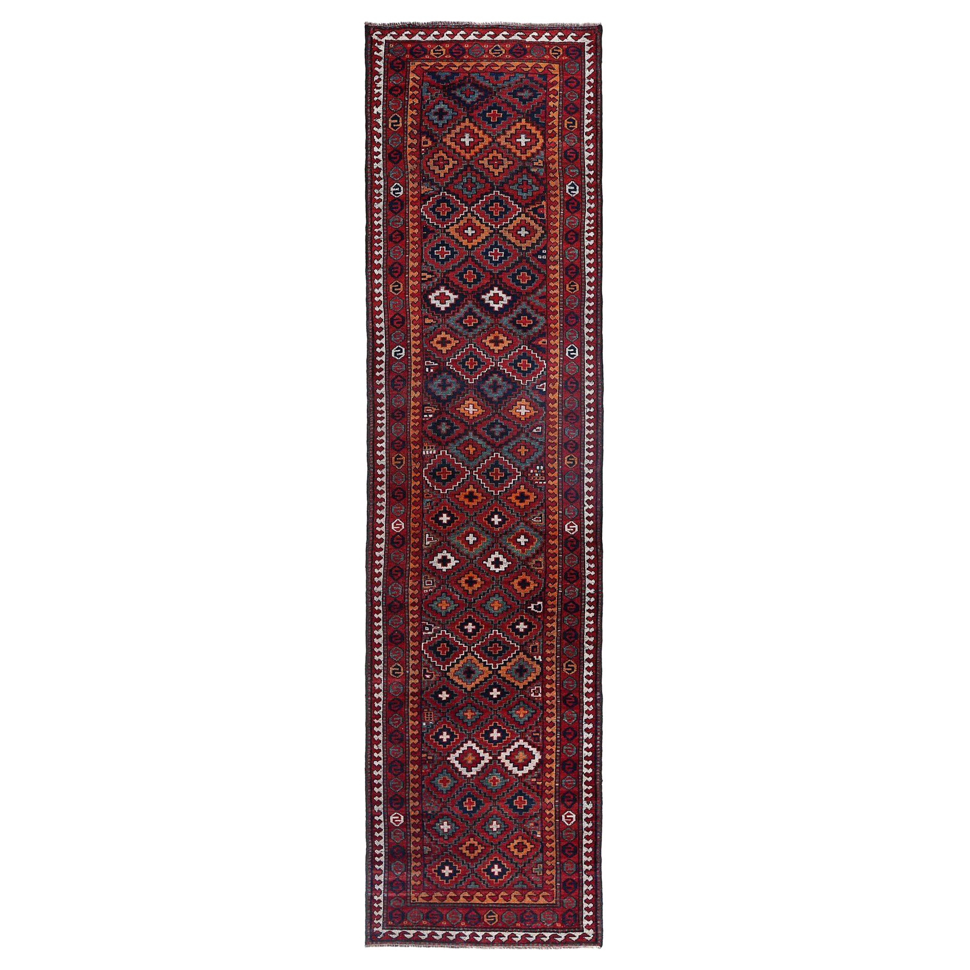 Tappeto Runner Persiano Azerbaijan - Design Rosso Lana - 96906
