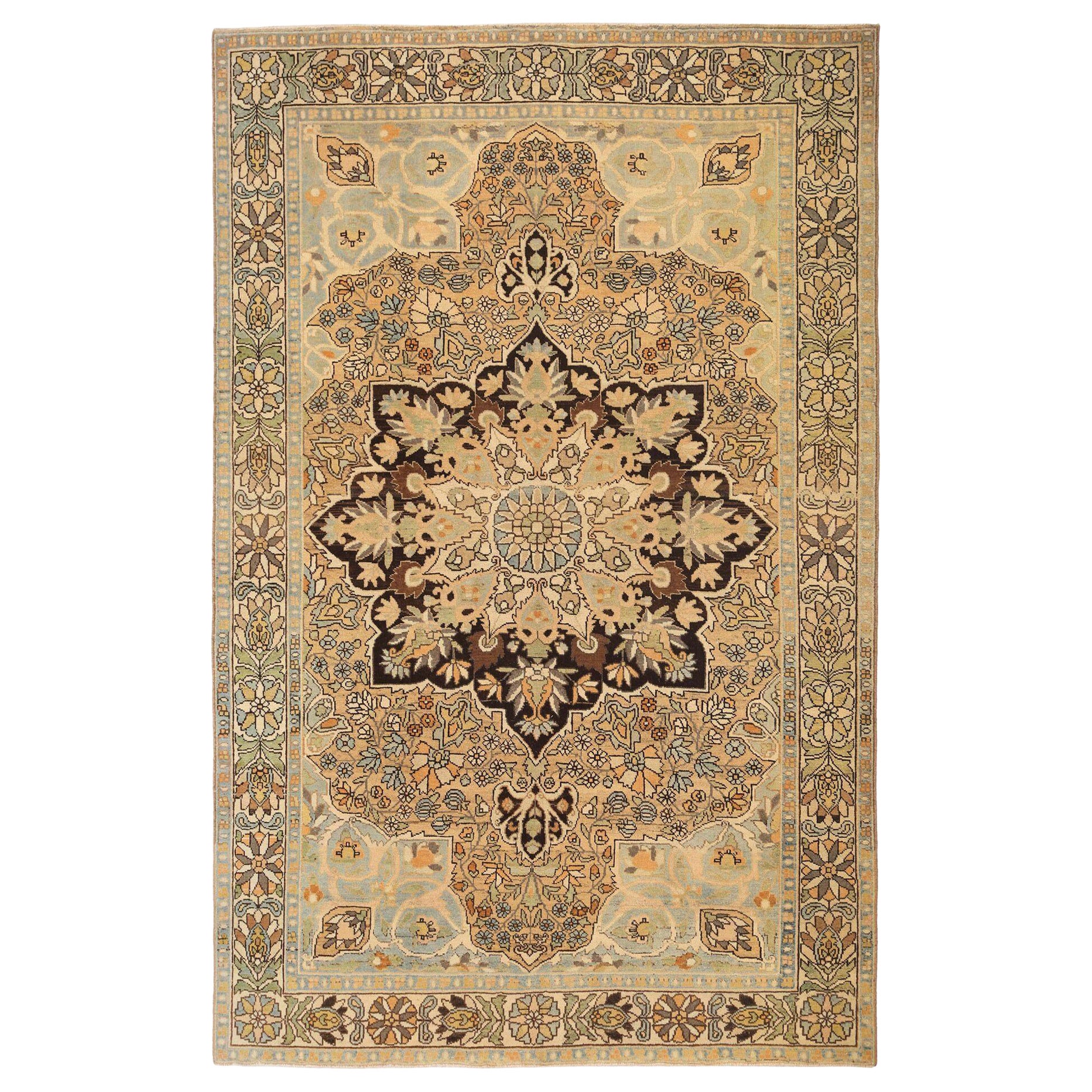 Tapis de sol persan Bakhtiari - Laine Brown Yellow Design - 96961