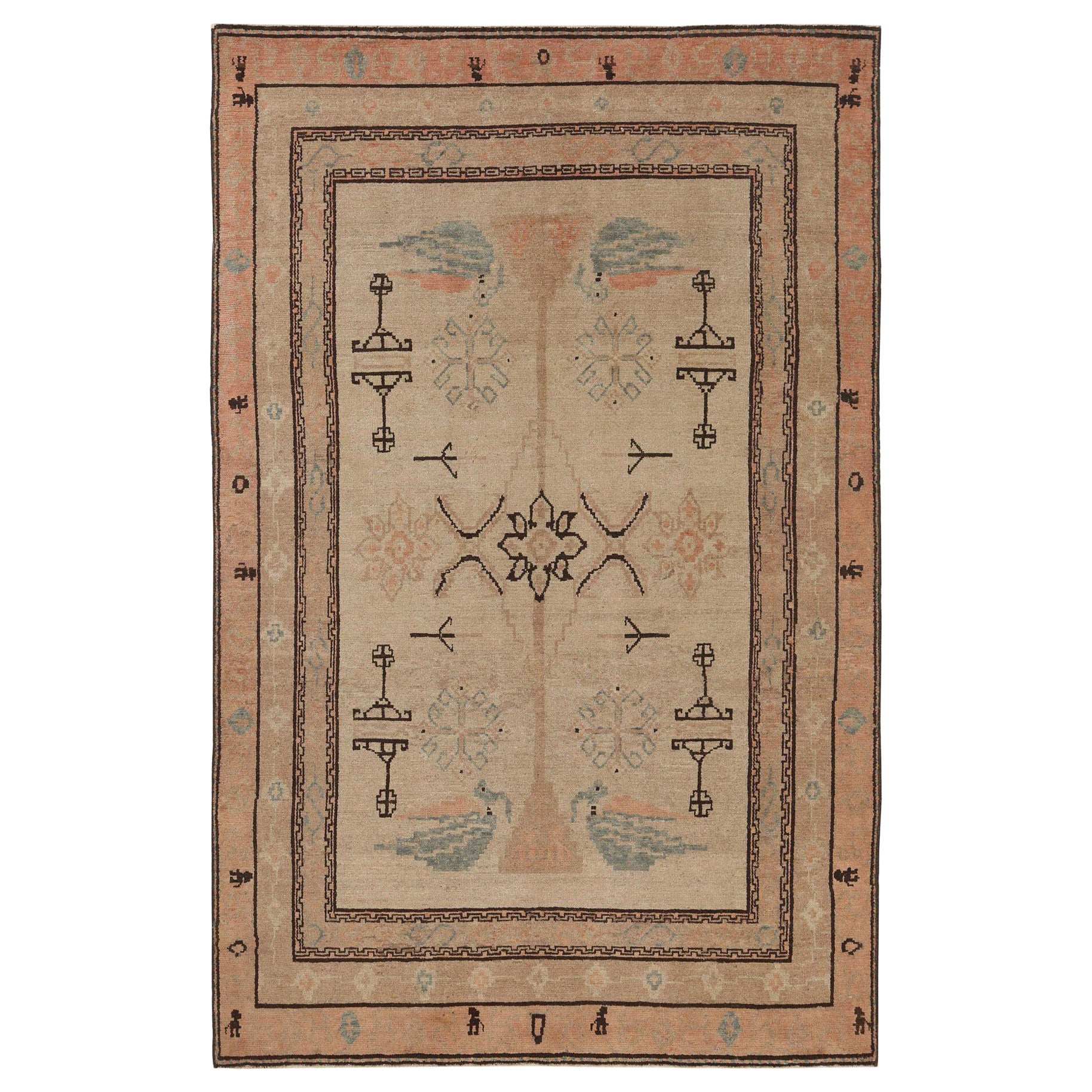 Persische Malayer-Teppiche - Wolle Elfenbein Rosa Taupe Design - 96962