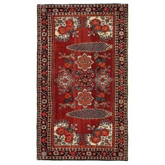 Petit tapis persan Semnan - Motif rouge orange et orange - 96923