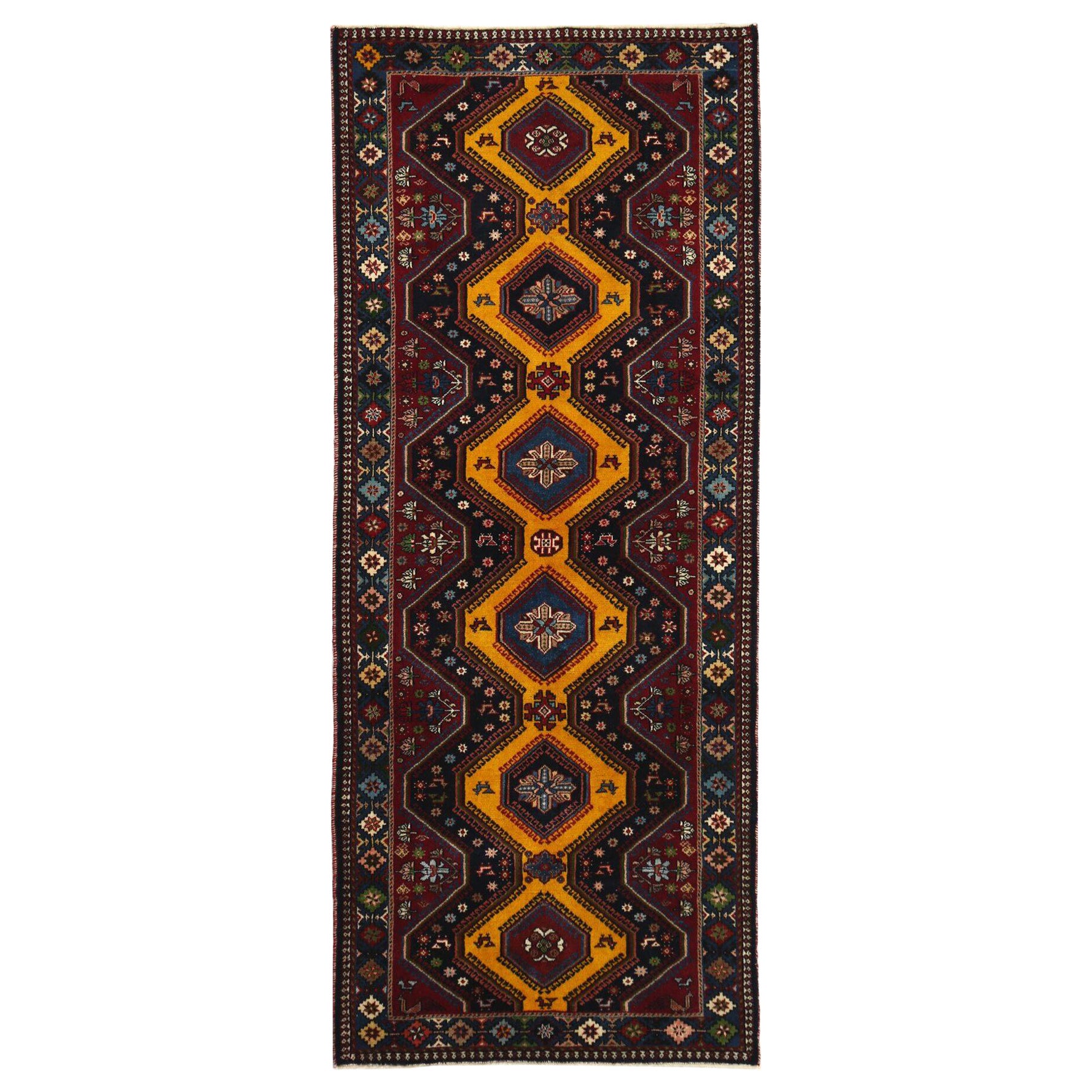 Tapis persan Shiraz - Laine Noir Rouge Jaune Design - 96975