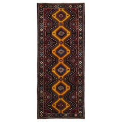 Persian Shiraz Area Rugs - Wool Black Red Yellow Design - 96975