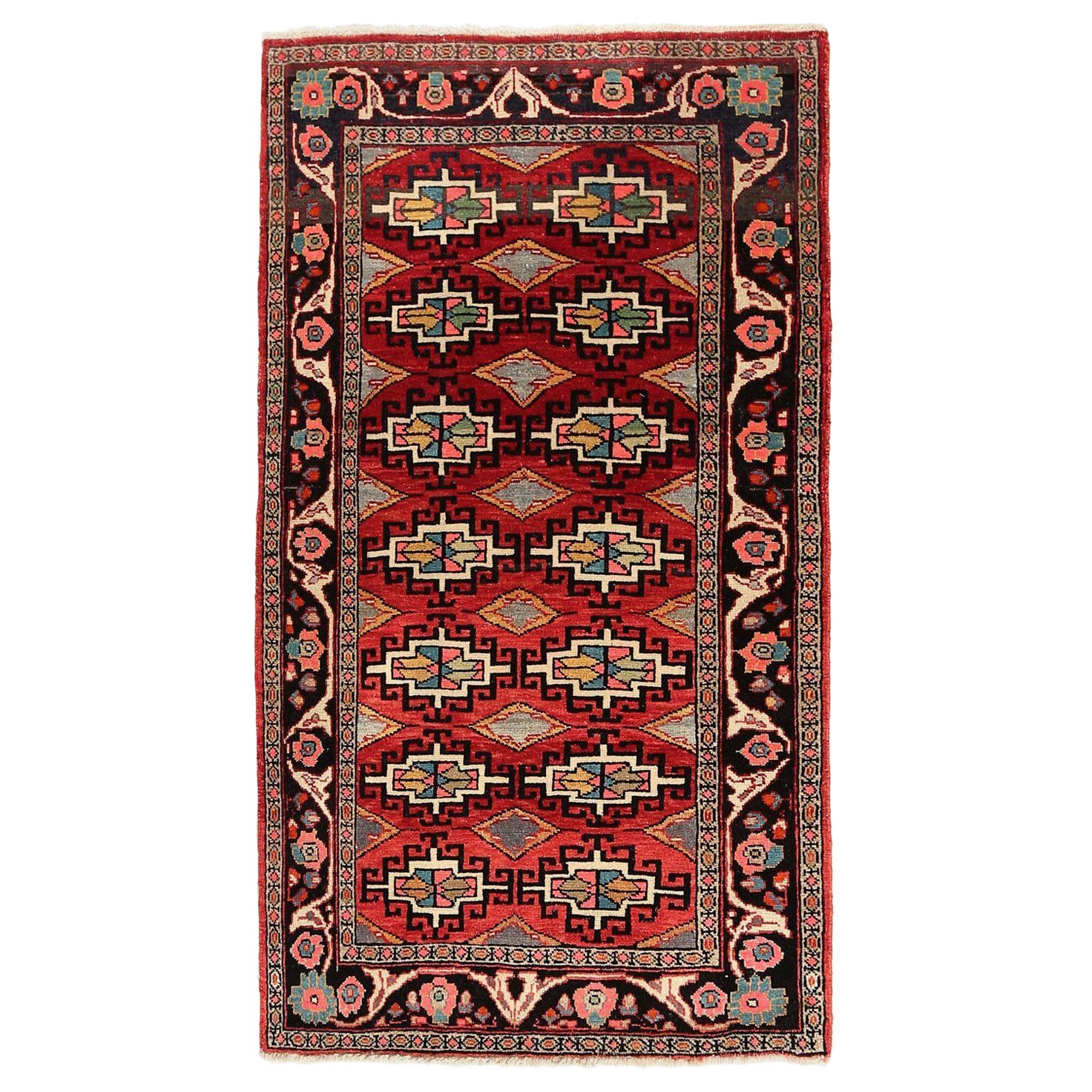 Persischer Semnan-Teppich aus Wolle – rotes Design – 96924