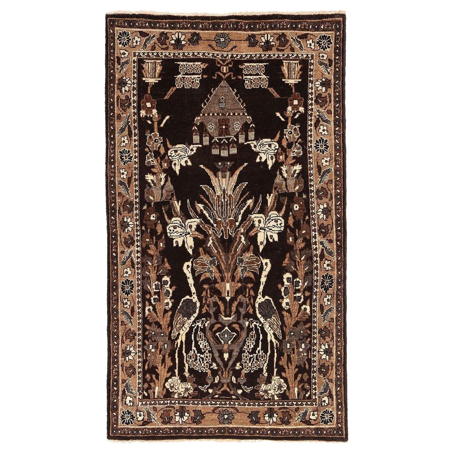 Tappeto persiano Semnan Small - Disegno in lana marrone - 96925