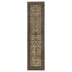 Persischer Isfahan-Läufer aus Wolle – elfenbeinfarbenes Design – 96977