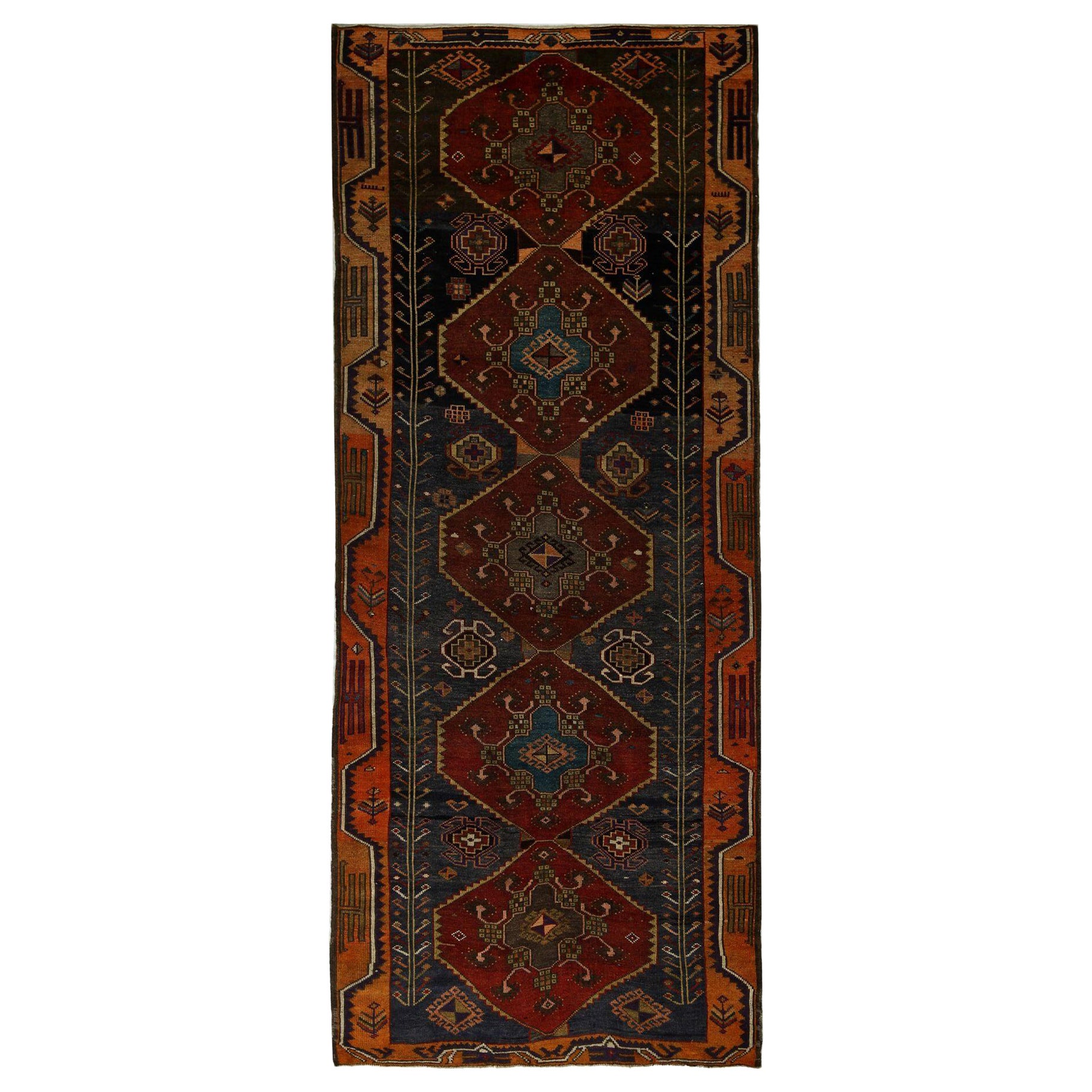 Persische Aserbaidschanische Teppiche - Wolle Orange Rot Design - 96980