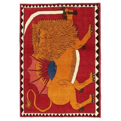 Petit tapis persan Gabbeh - Design rouge en laine - 96930