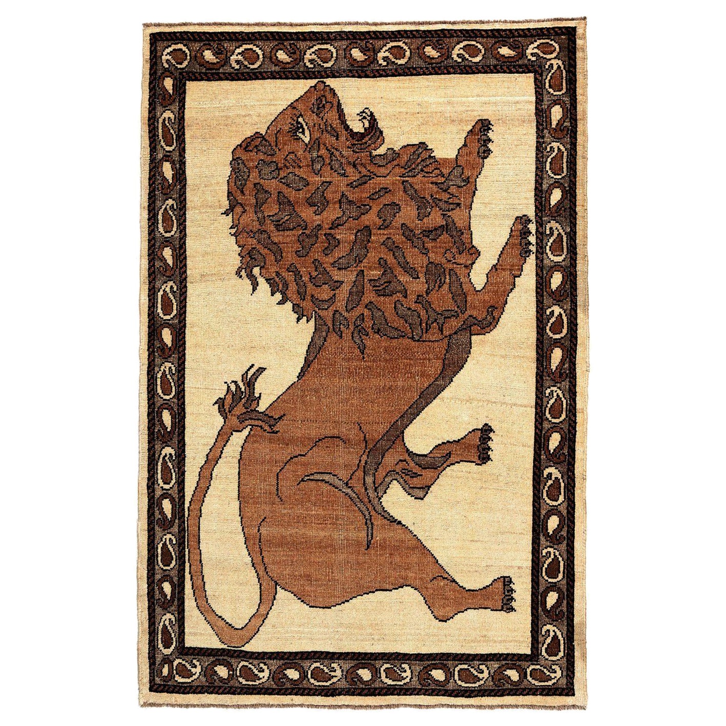 Persischer Gabbeh Small Teppich - Wolle Braun Elfenbein Design - 96942