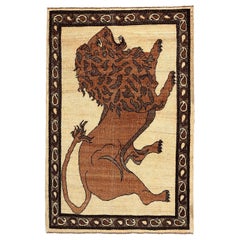 Persian Gabbeh Small Rug - Wool Brown Ivory Design - 96942