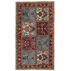 Persian Semnan Small Rug - Wool Blue Ivory Red Design - 96943