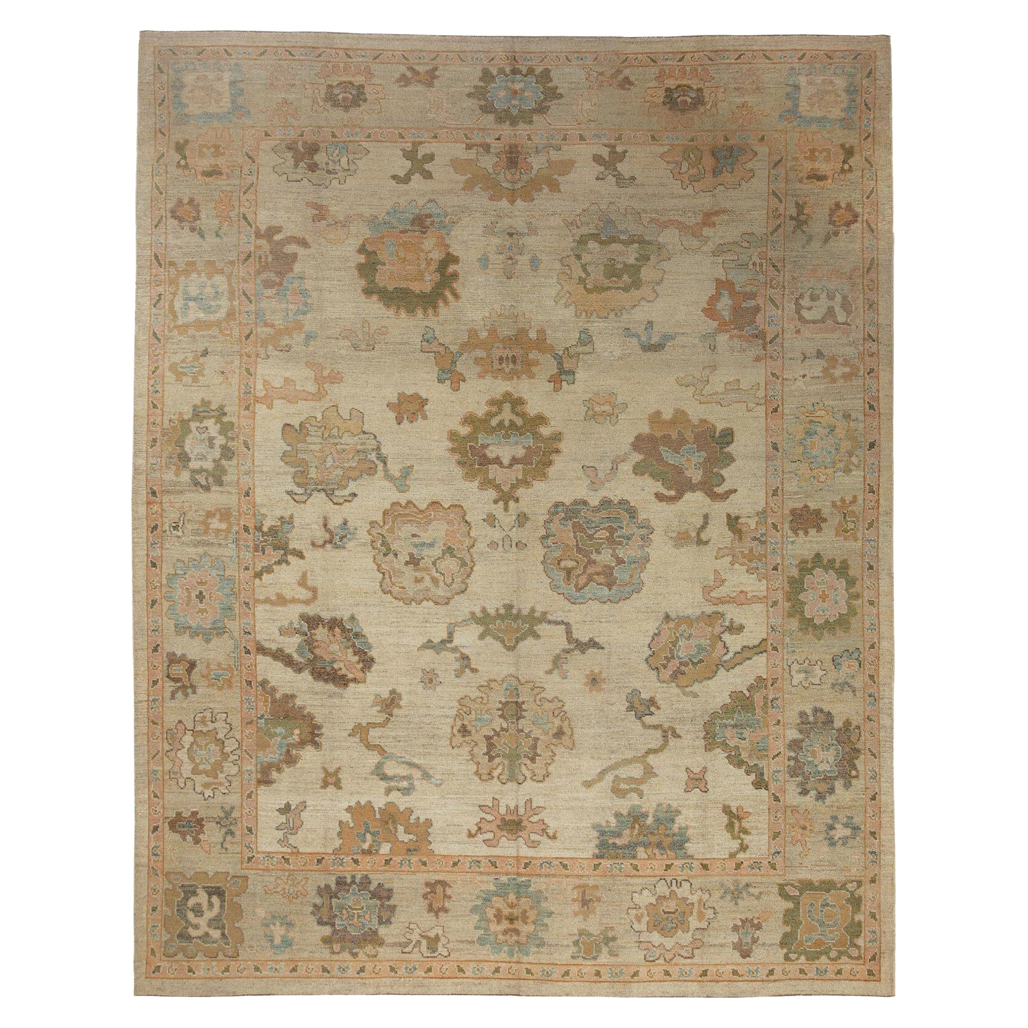 Oushak-Teppiche aus Afghanistan - Wolle in elfenbeinfarbenem Design - 97012